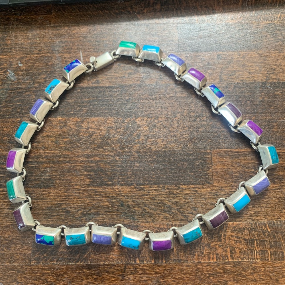 Sterling necklace with stones made jn Mexico